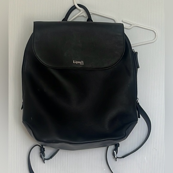 Lipault Paris Handbags - Lipault Paris Women's‎ Plume Elegance black Textured Leather Backpack